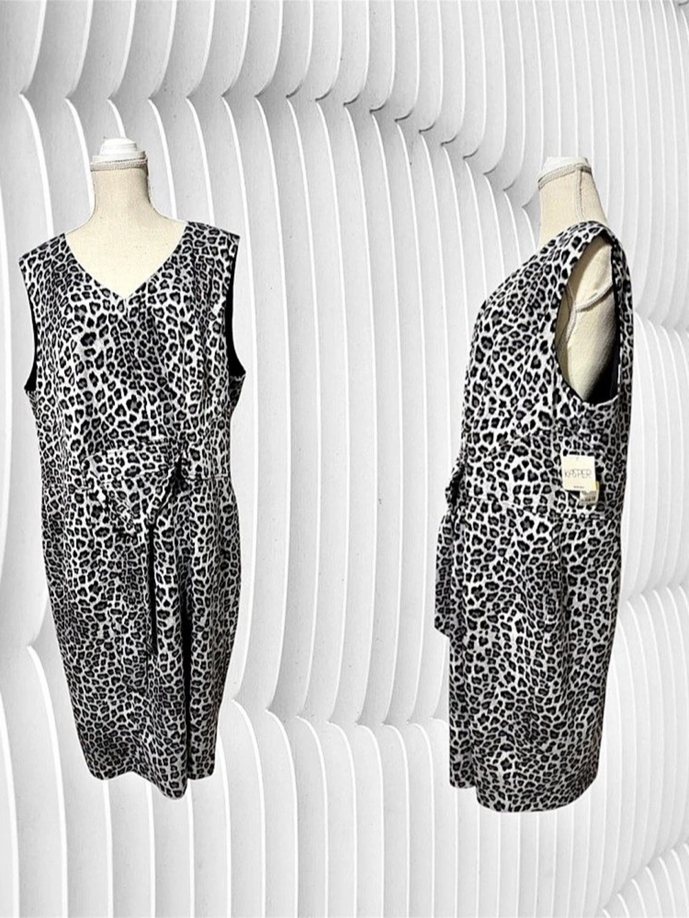 Kasper Animal Print Midi Dress in Gray & Black Size 20W NWT